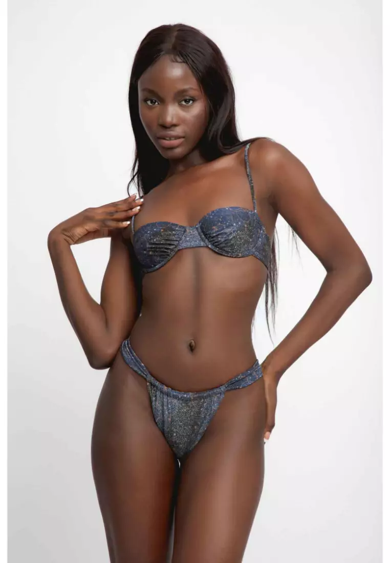 Georgia Ruched Underwire Bikini Top / Stars Aligned Shimmer