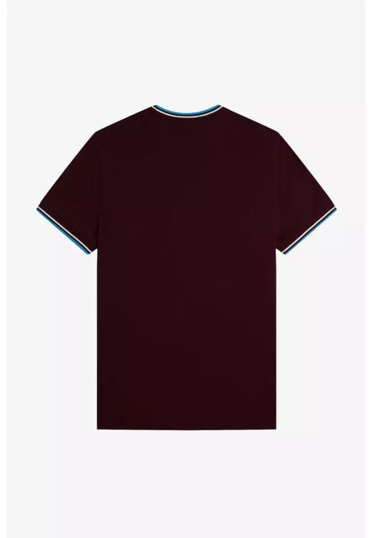 Fred Perry M1588 Twin Tipped T-Shirt (Oxblood / Ecru / Court Blue)