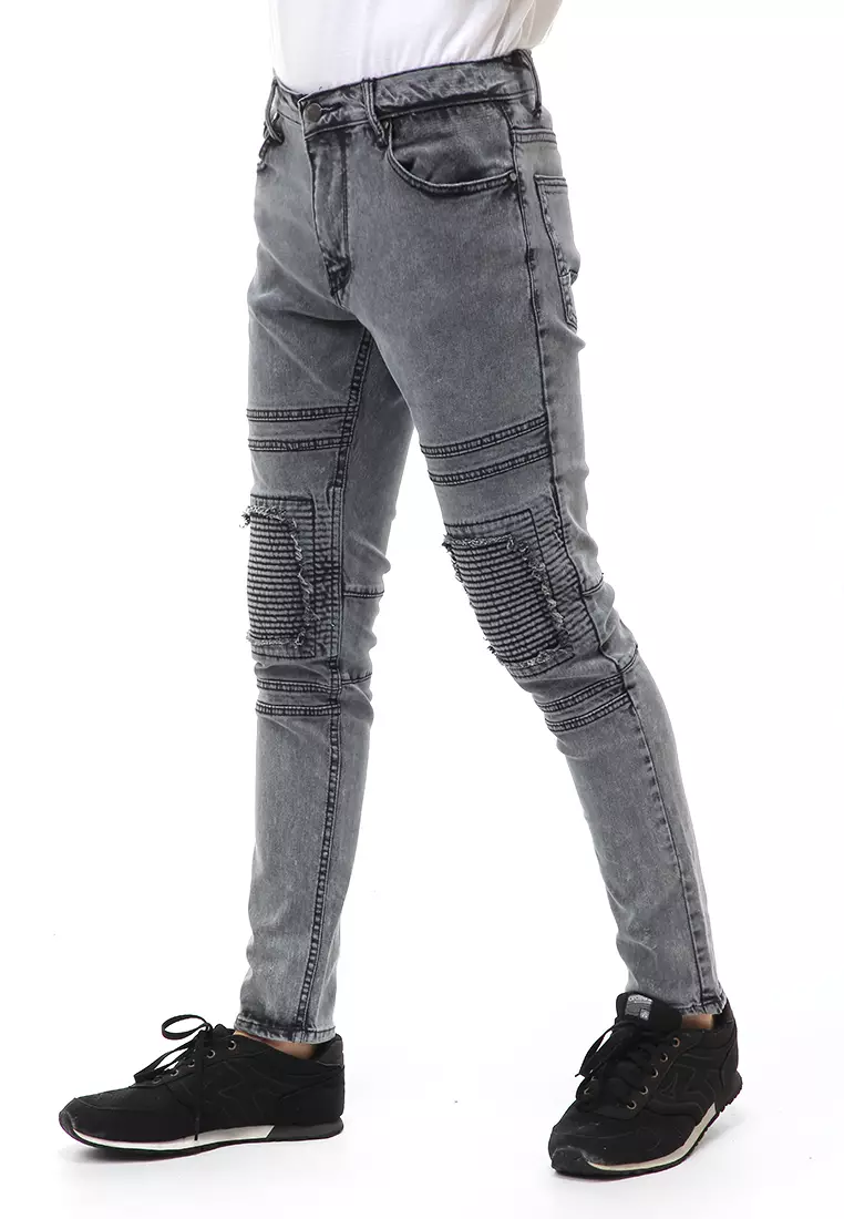 Locko Long Pants Celana Panjang Ripped Jeans Pria Material Denim ORIGINAL - Gray Acid