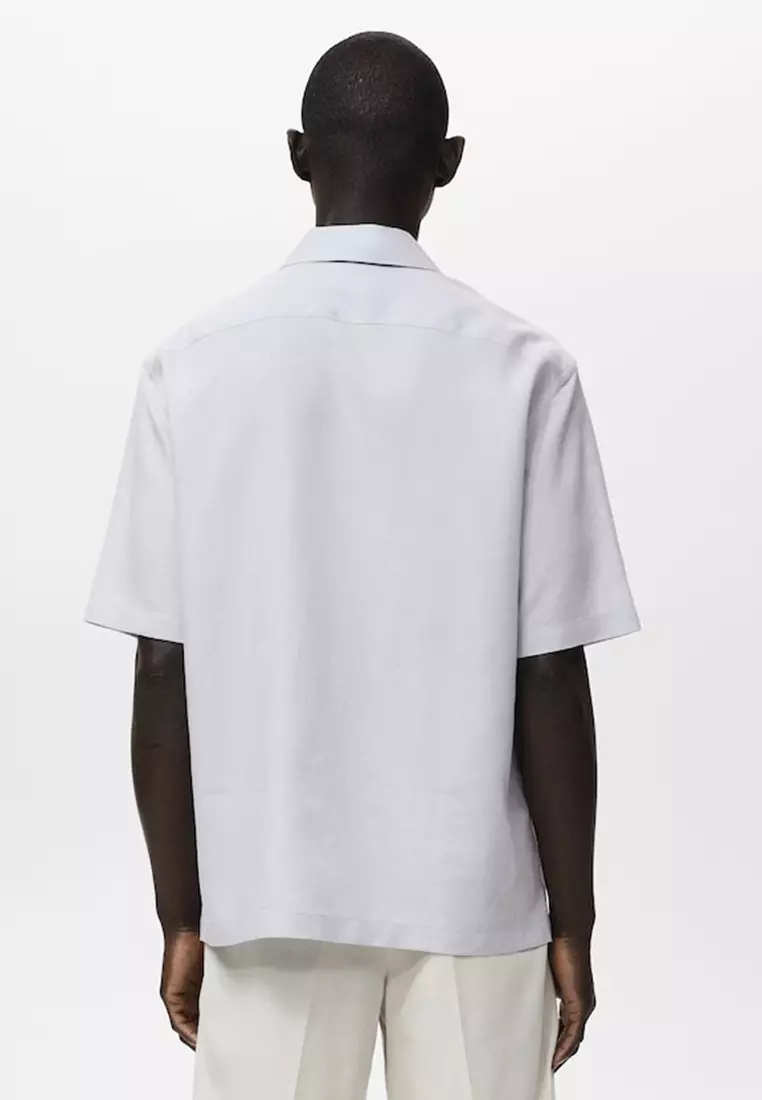 Tencel-Linen Bowling-Collar Shirt