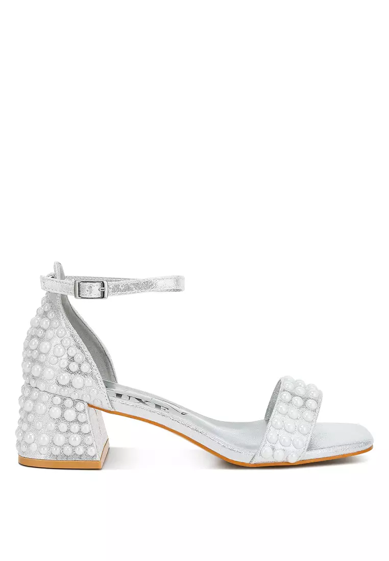 Buy London Rag Rhinestone Embellished Shimmer Sandals in Silver 2026 ...