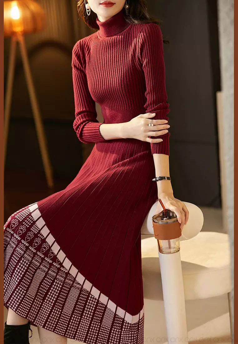 Elegant turtleneck sales dress