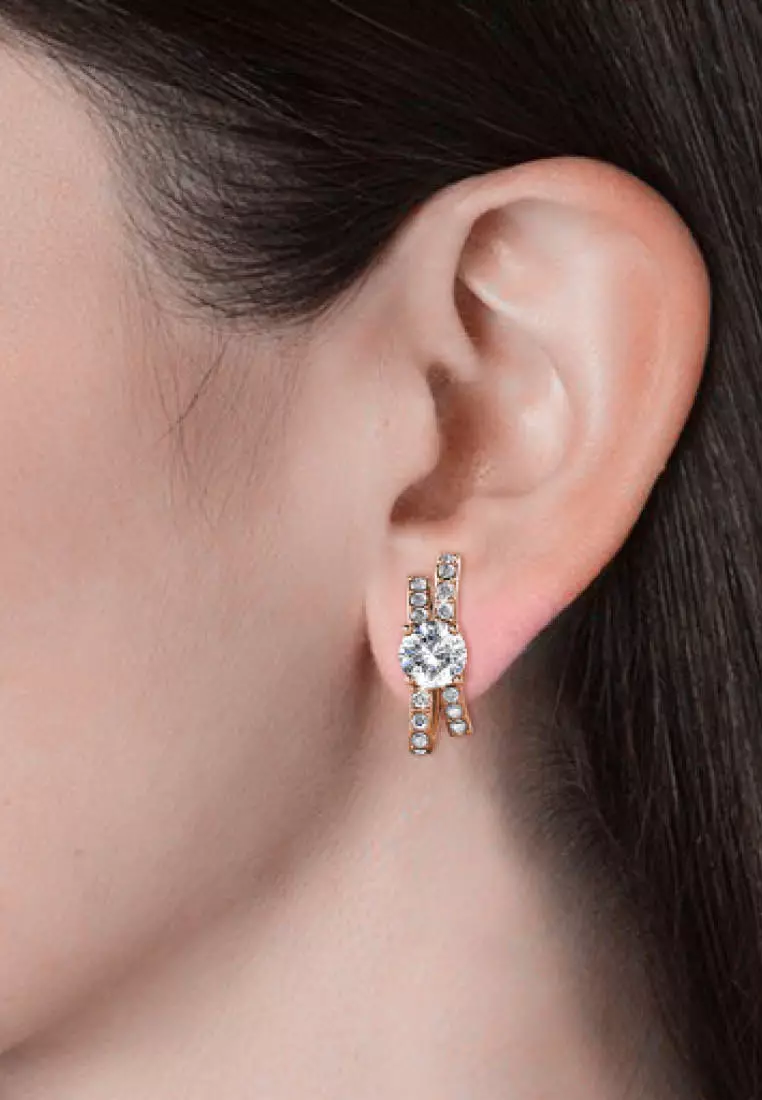 Crystaline Bow Earring Rose Gold - Anting Crystal by Her Jewellery