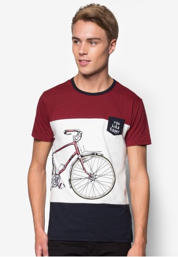 Happesprit香港分店地址y Bike Contrast Block Graphic Tee, 服飾, 印圖T恤