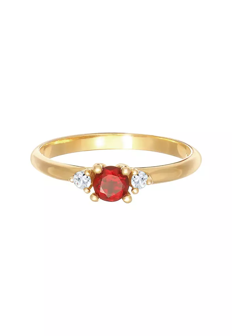 Cincin Perhiasan Perak 925 Wanita Garnet and Topaz Gemstone Gold Plated
