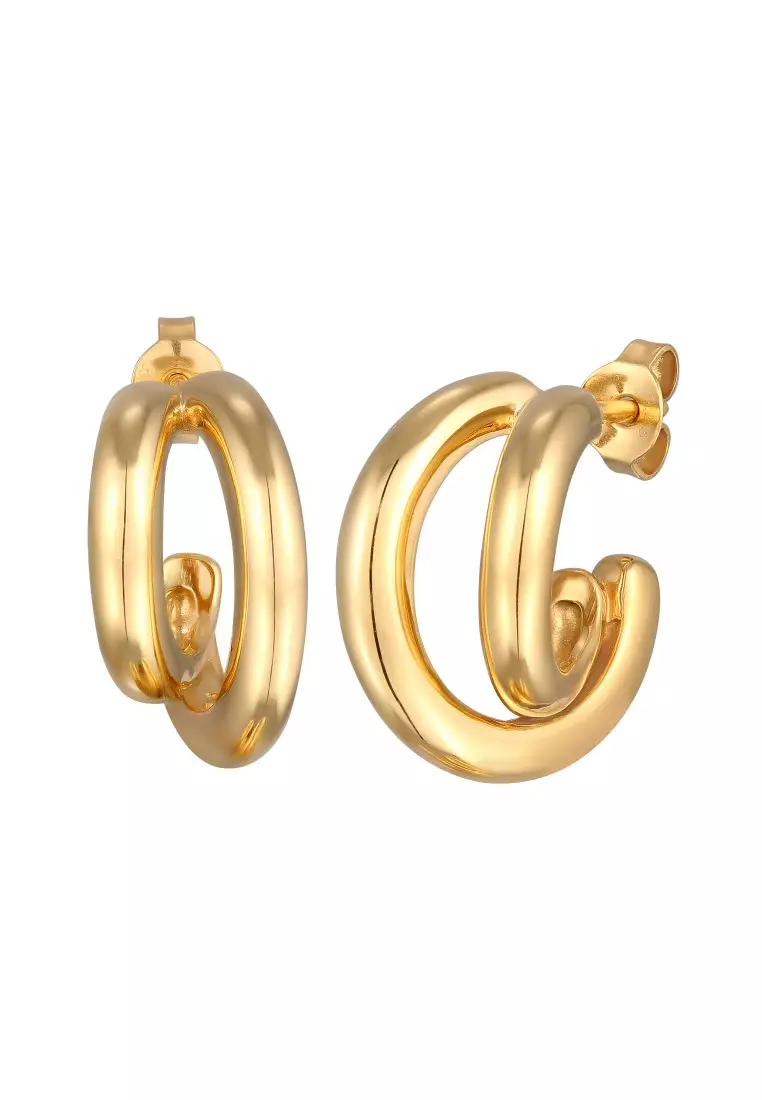 Anting Perhiasan Perak 925 Wanita Spiral Gold Plated