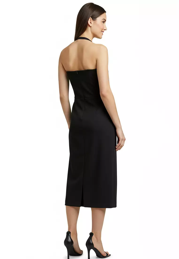 Halter Slit Midi Dress