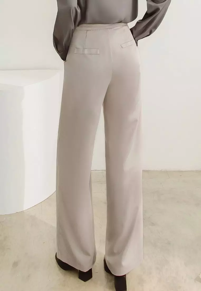 造型口袋打褶直筒西裝褲《BA6851》