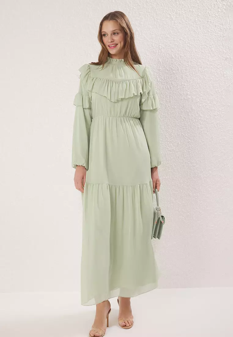 sachin and babi light blue dress Dipmoda Women's Black Lining Chiffon Dress Dpk30281- Trendyol main image 1