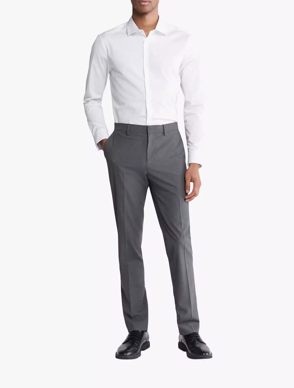 Calvin Klein - Solid Supima Stretch Slim Shirt - White - white