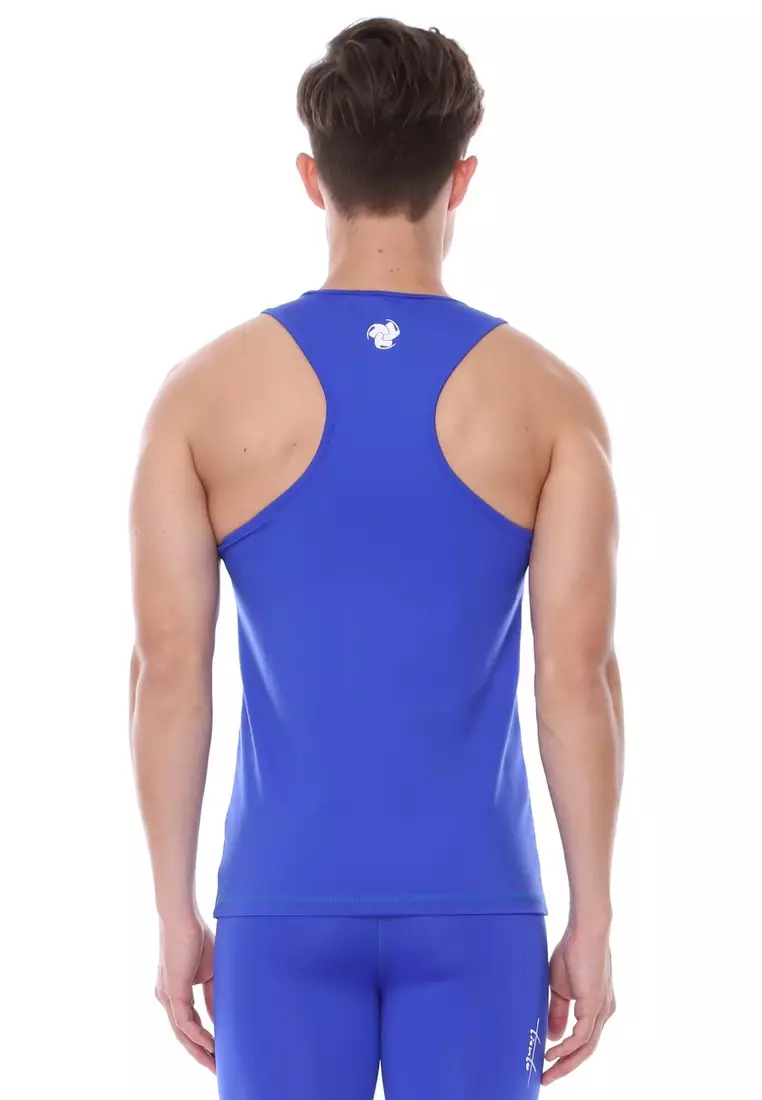 Tiento Man Baselayer Singlet Blue Sport Pria Olahraga Renang Senam Zumba Yoga Lari Running Jogging Gym Fitness