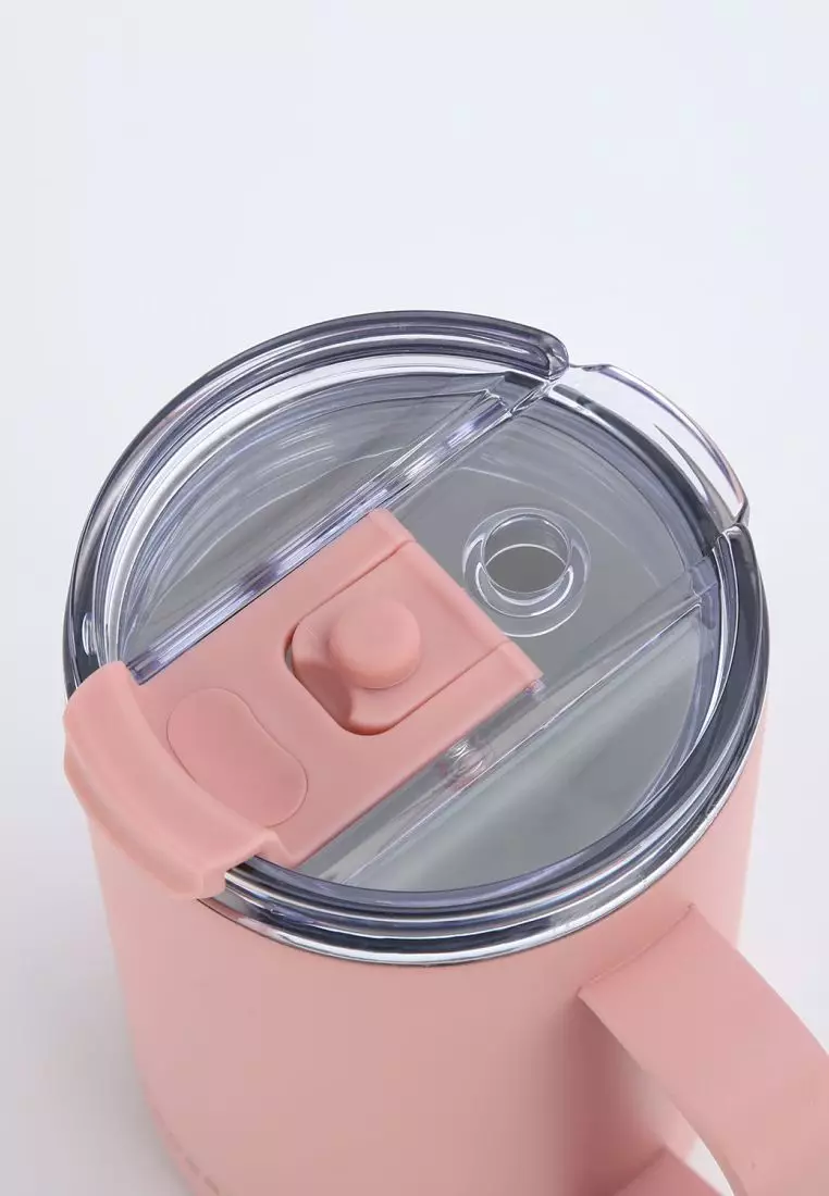 Crossing Neo Insulated S/S Leakproof Ceramic Mug W Handle And Lid 400ml - Dusty Rose (Pink)