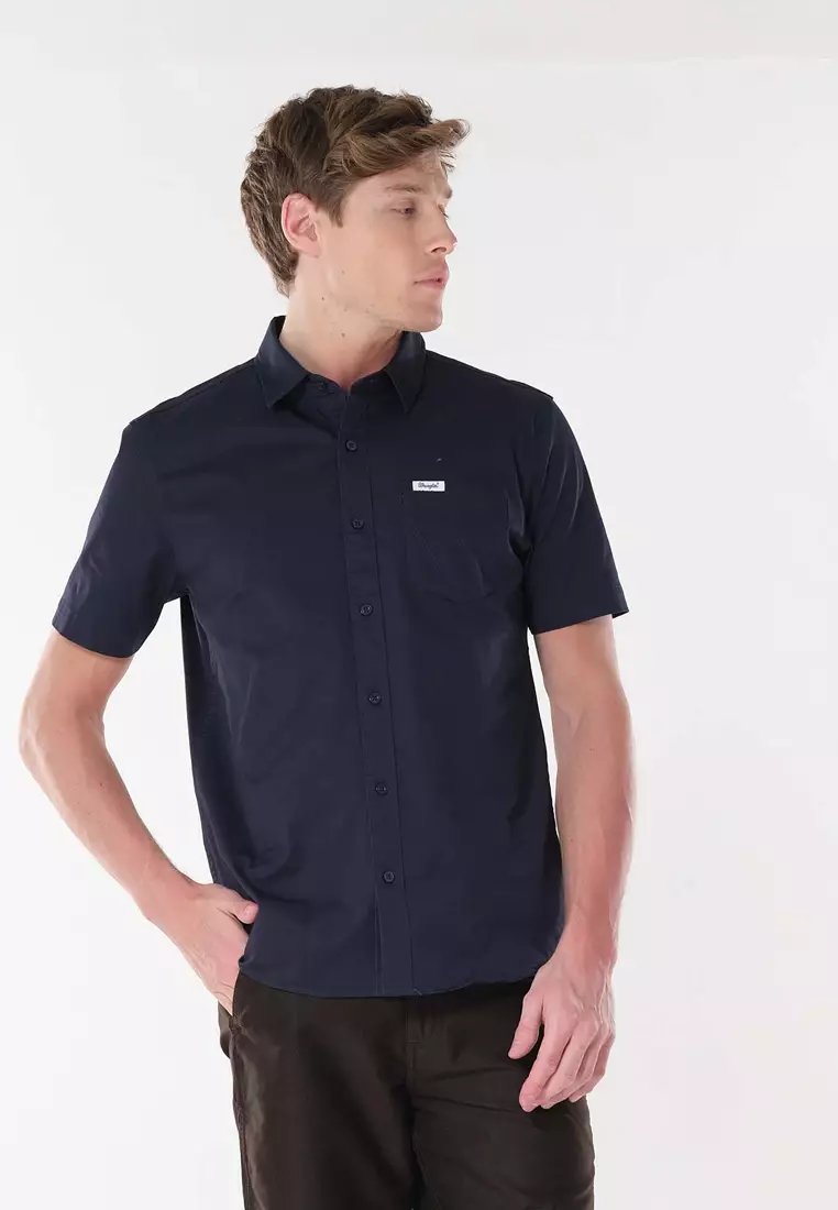 Button Down Short Sleeve Polo for Men in Navy Color