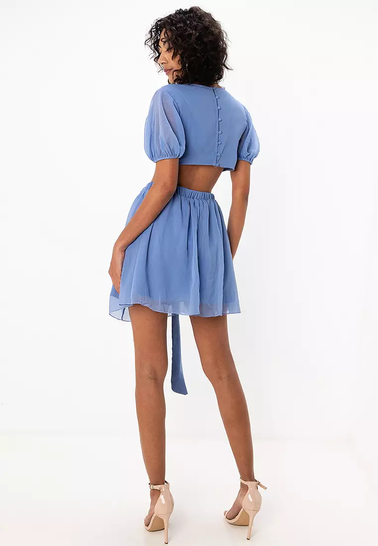 Soft Tiered Mini Dress With Tie Waist Detail