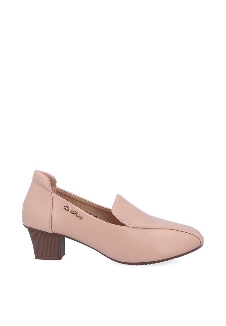 Dark Beige Mabel Leather Pumps