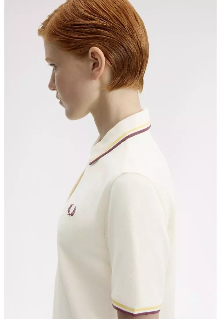 Fred Perry G3600 Twin Tipped Fred Perry Shirt (Ecru / Lemon Barley / Oxblood)