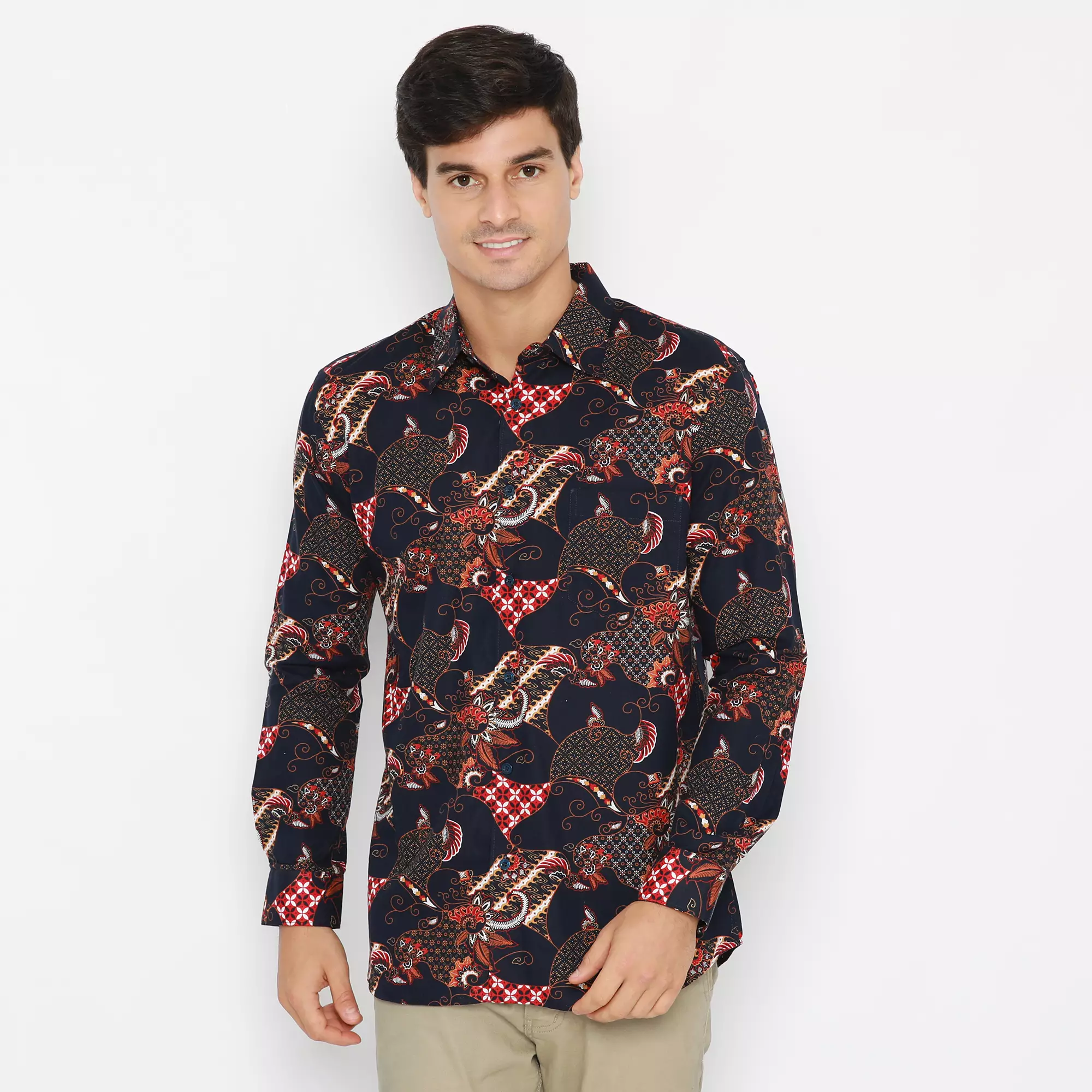 Platini Kemeja Batik Pria Lengan Panjang Batik Merah 460517