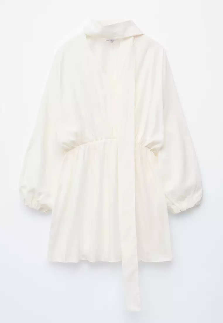 Scarf-Detail Wrap Mini Dress