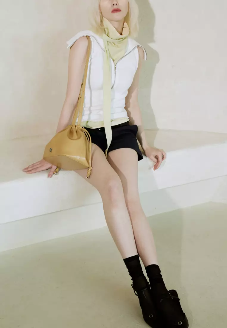 CHERRY Vegan Leather Crossbody Bag Yellow