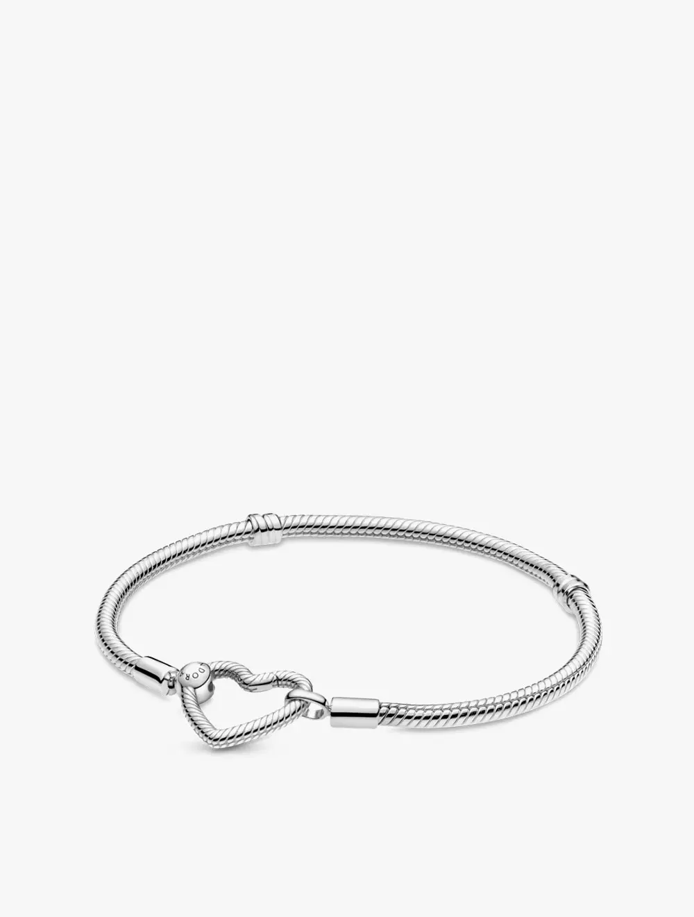 Jual PANDORA Snake chain sterling silver bracelet with heart clasp
