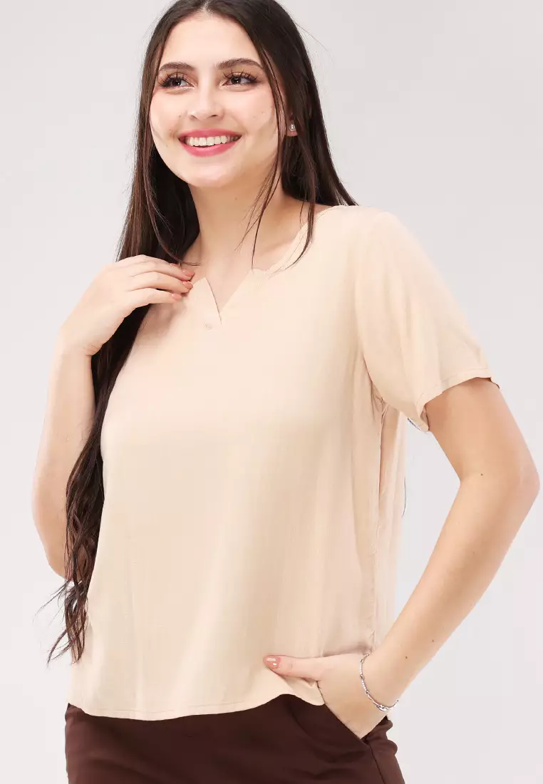 Soft Linen Woven Short Sleeves Blouse