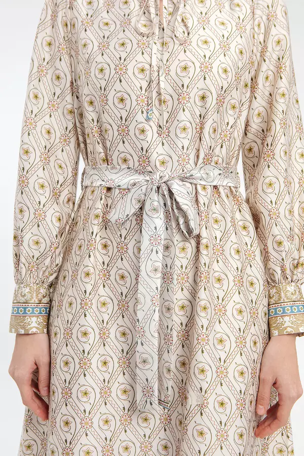 MINIMAL - Thalina - Gamis Motif Geometris - Beige Colour Beige