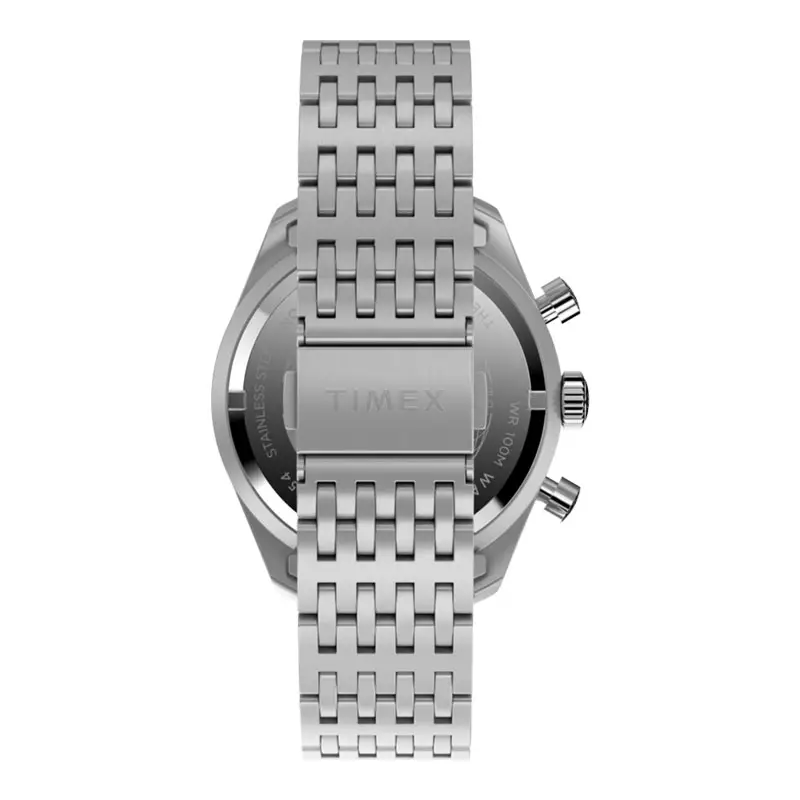 Jam Tangan Pria Timex Waterbury TW2Y18500 Traditional Chronograph Blue Dial Stainless Steel Strap