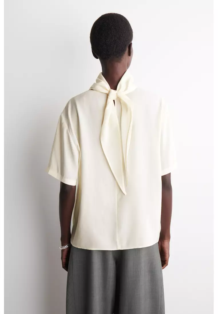 DRAPED SCARF-DETAIL TOP