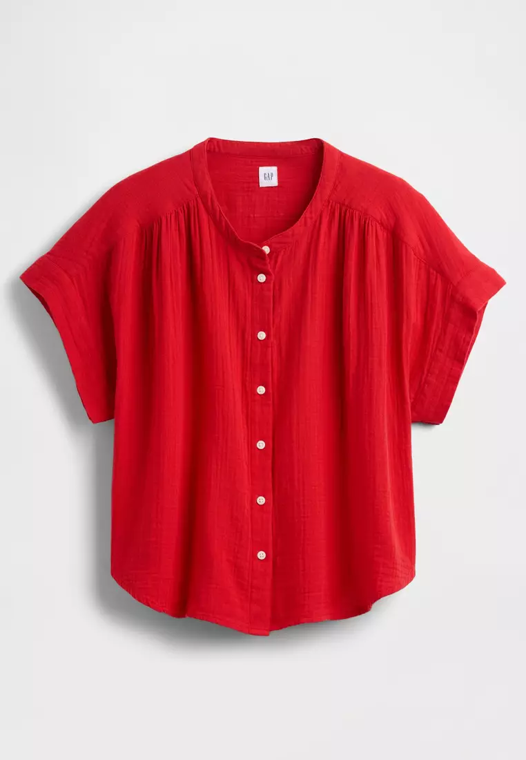 Crinkle Gauze Dolman Shirt