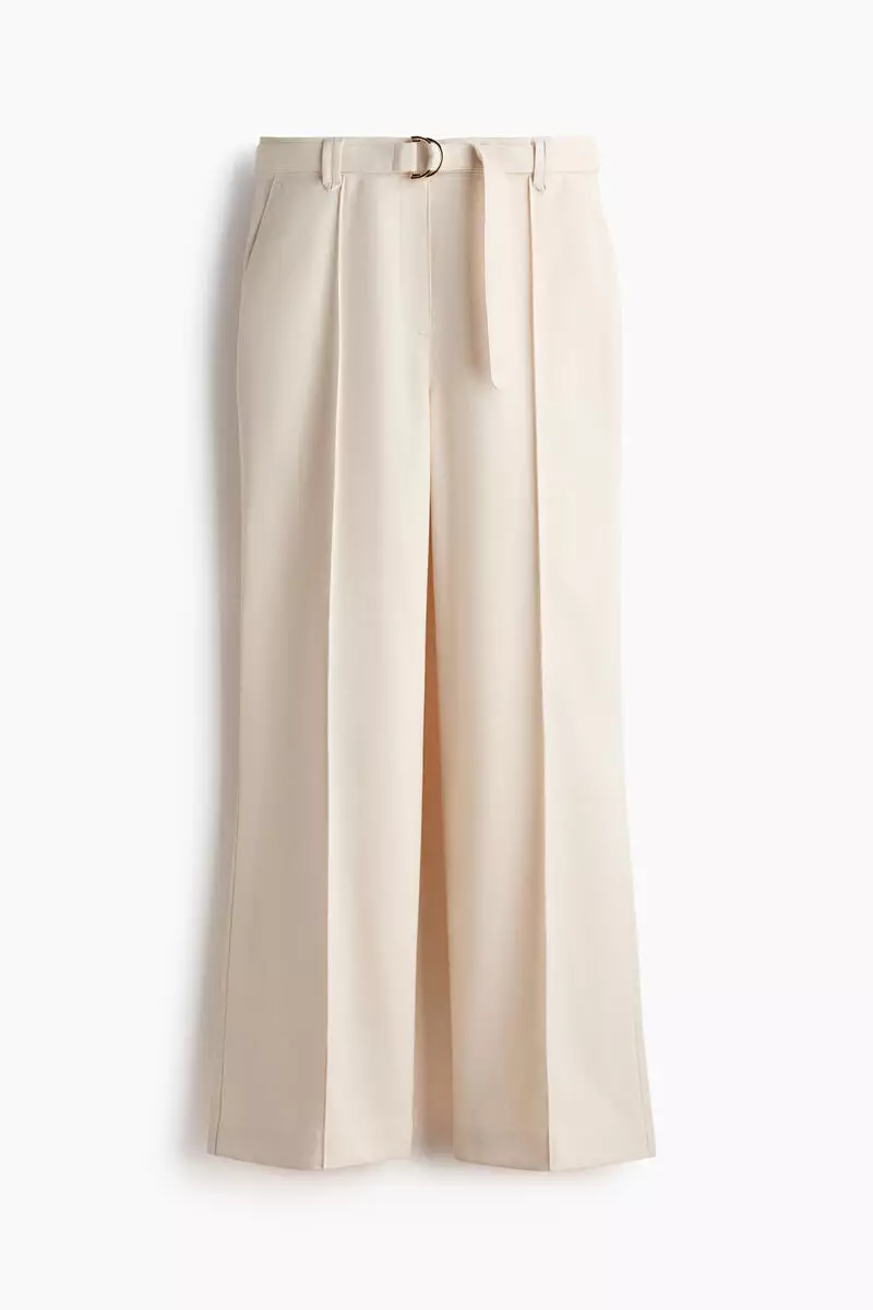 Flared belted trousers