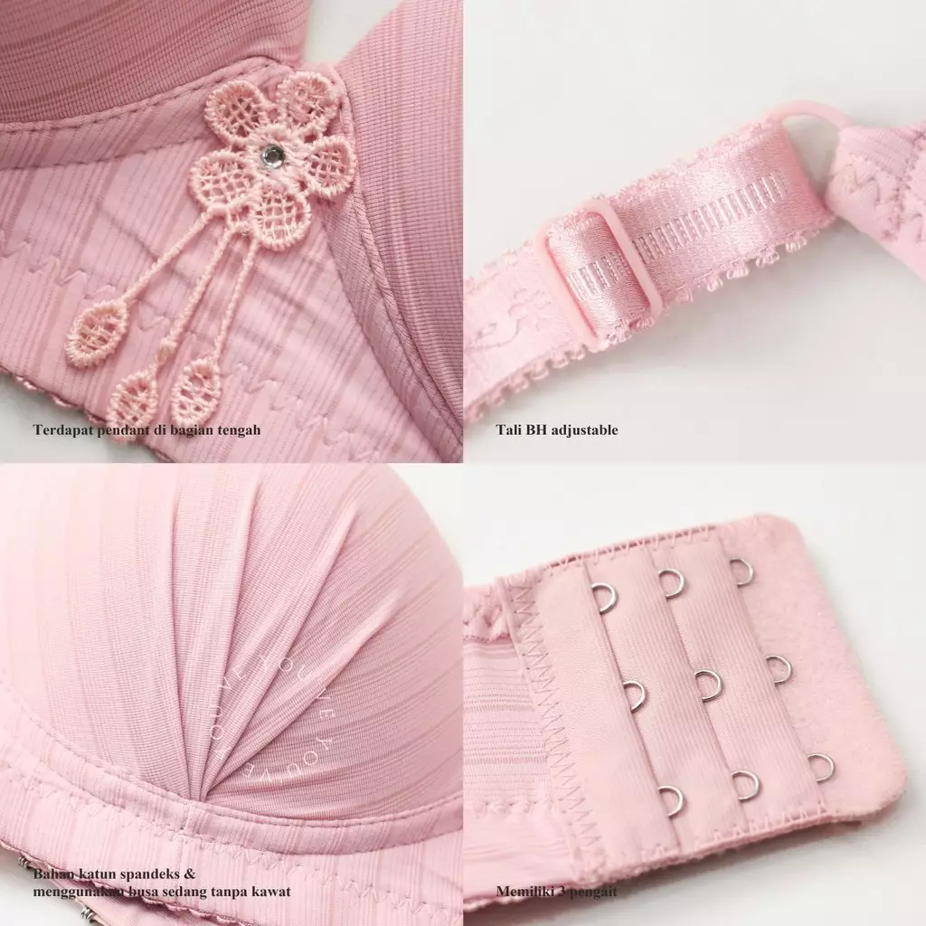 YOUHAVE PAKET HEMAT 2PCS BRA GRATIS 2PCS BRA Busa Tipis Tanpa Kawat Katun Jepang Seksi Cup B C Kait 3 100092