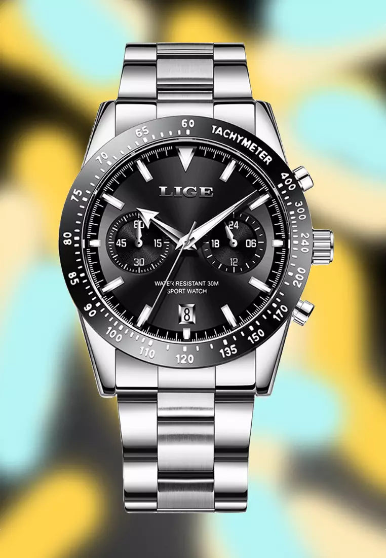 Chronograph Unisex Stainless Steel Quartz Watch, Steel Bracelet