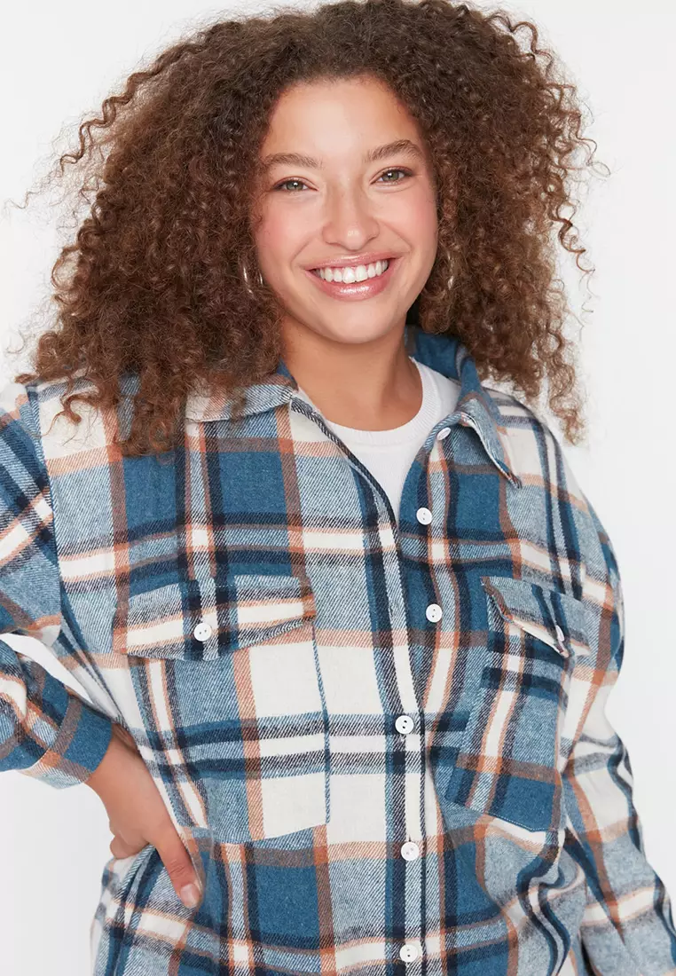 Plus Size Checkered Shirt