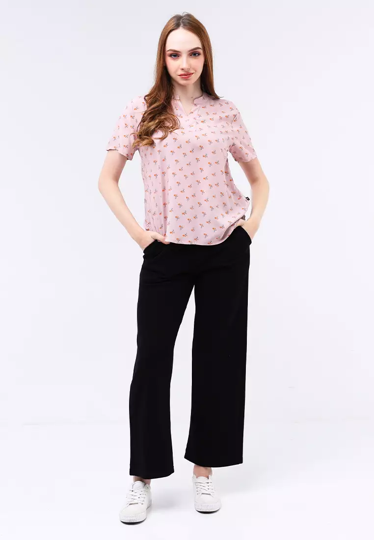 Woven Printed Rayon Short Sleeve Blouse