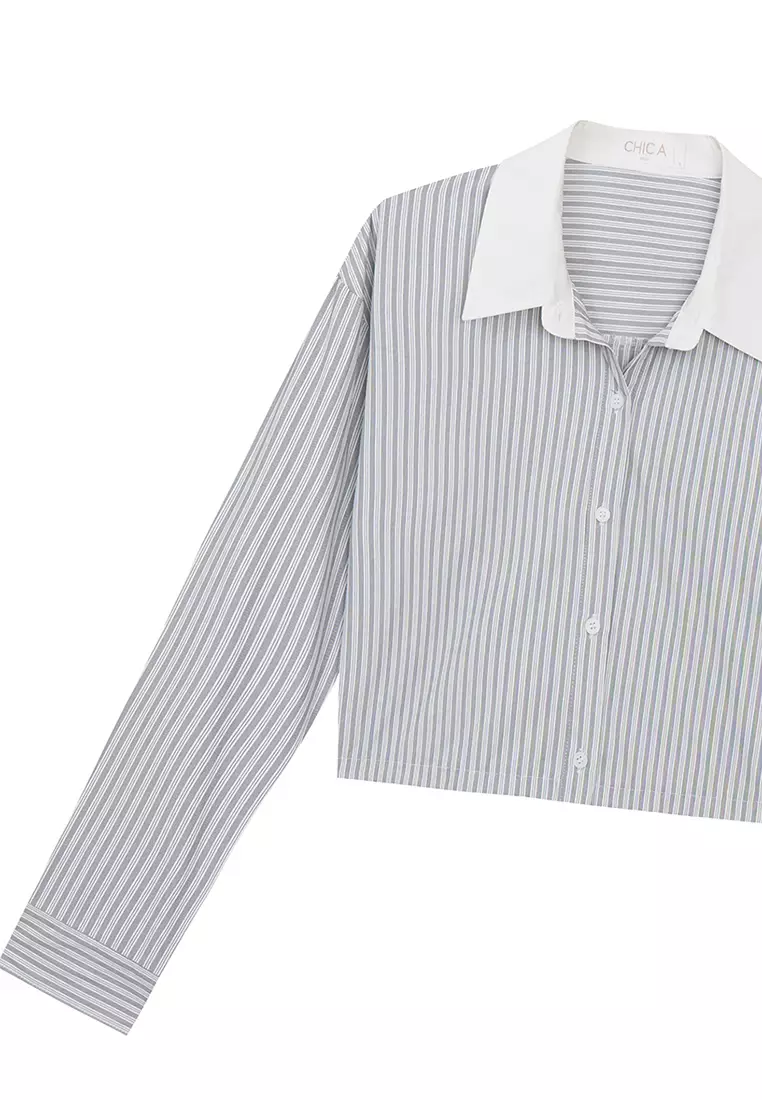 Cropped Bi-Colour Shirt