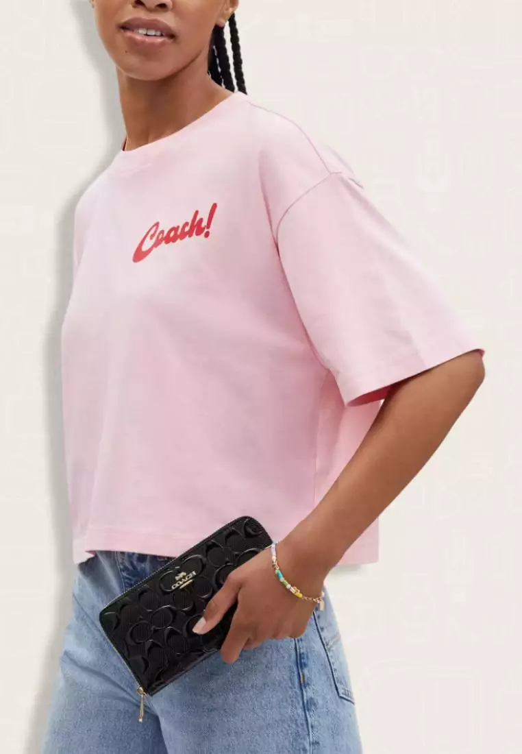 Coach Long Zip Around Wallet In Signature Leather Black