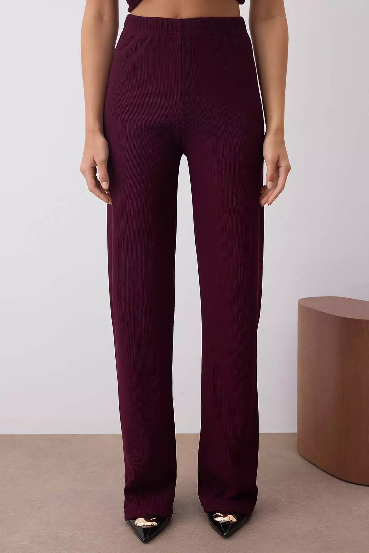 Plum Zero Sleeve Ottoman Bodycon Button Detailed Stretchy Knitted Bottom - Top Set Twoaw26Au83