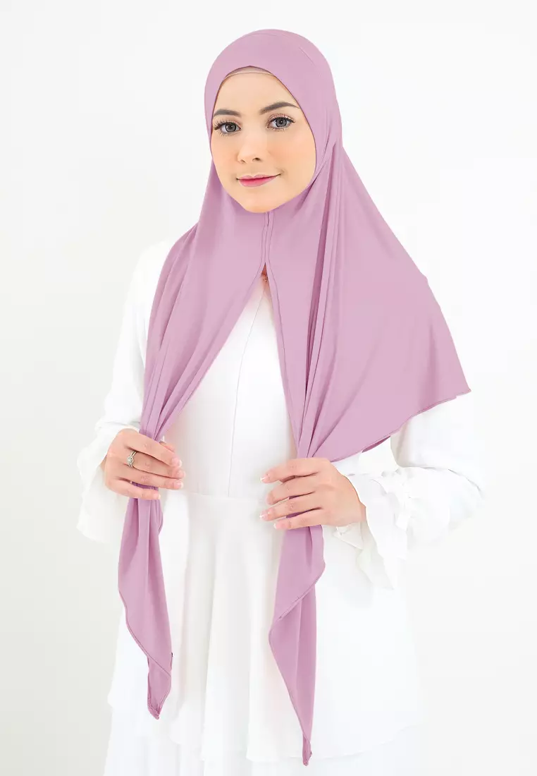 Cotton Bee - Syahira Segitiga Instan | Hijab Jersey | Kerudung Instan - Purple