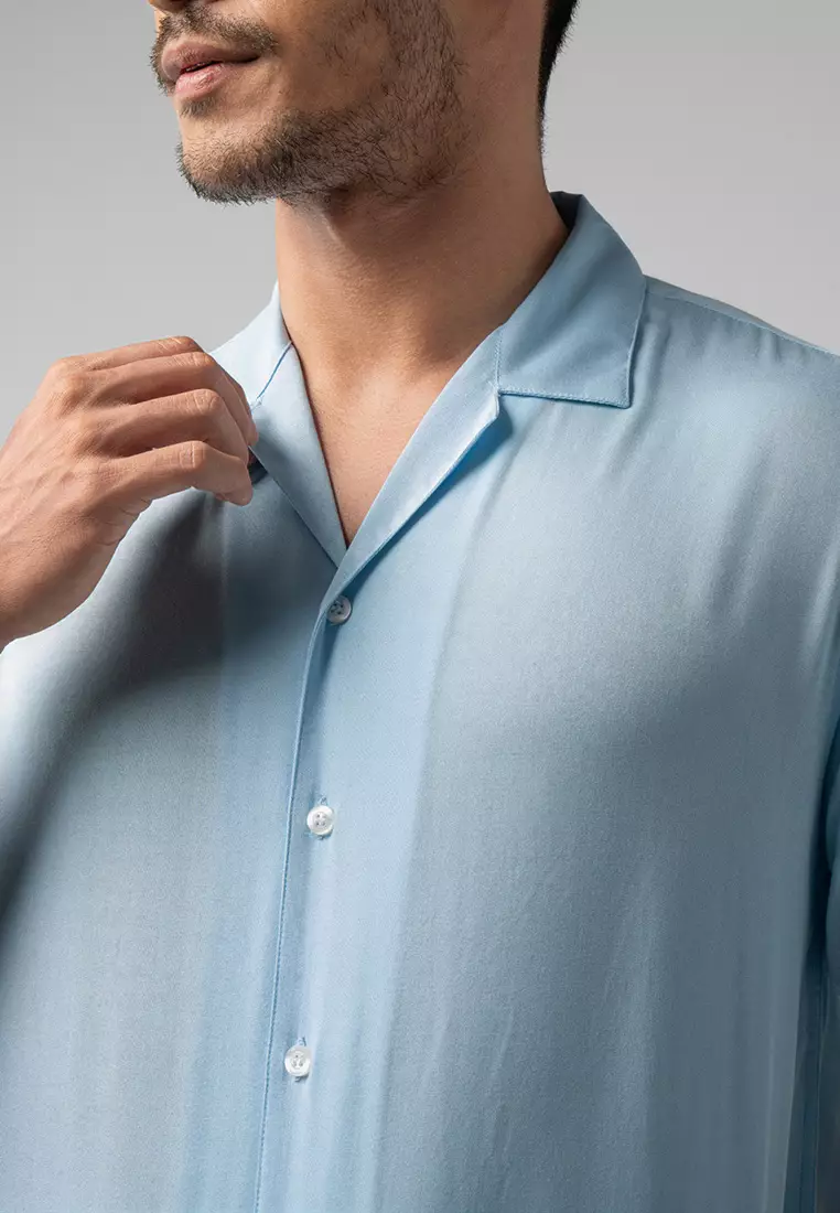 Cuban Viscose Soft Blue Casual Shirt