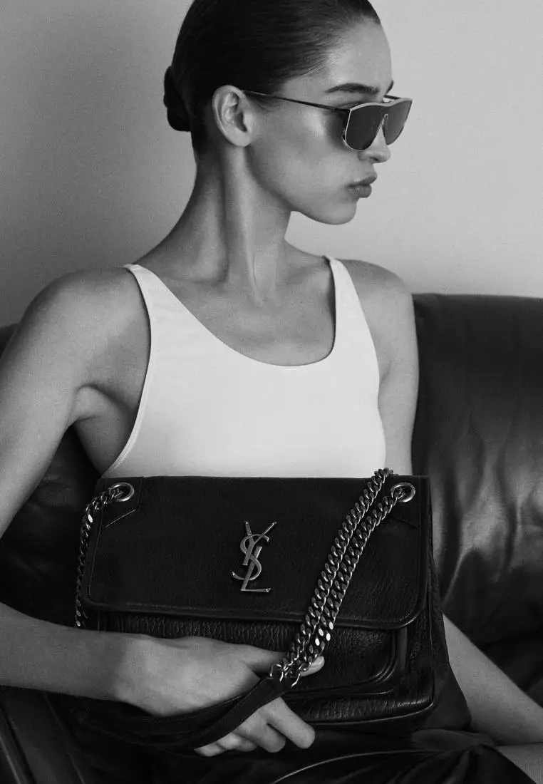 Saint Laurent Niki Medium In Grained Lambskin Black