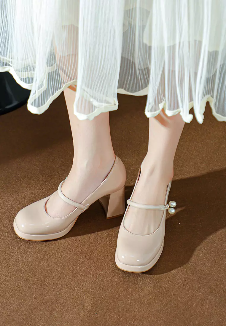 7CM Pearl Strap Mary Jane Shoes BY2465-22