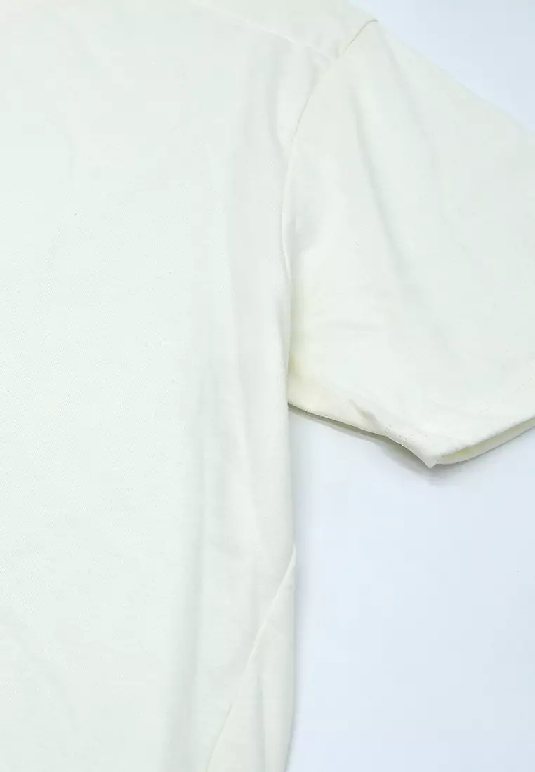 Men's Basic Round Neck T-Shirt with Shoulder Cut&Sew - Tapioca