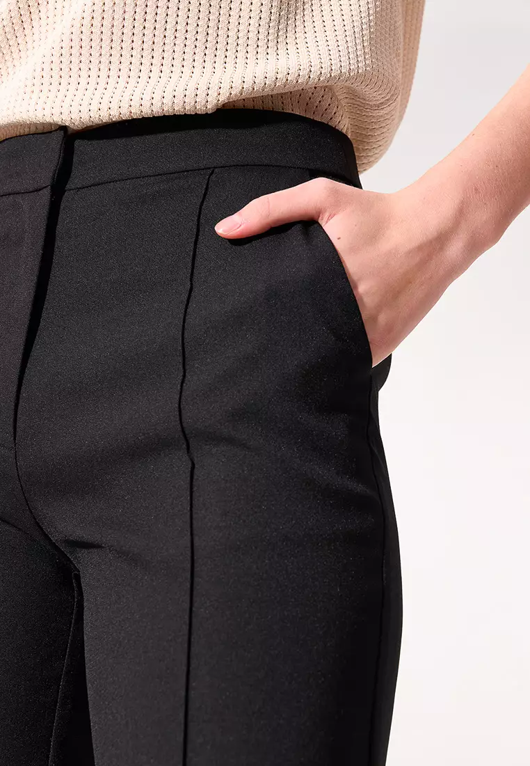 Black Slim Straight Pants