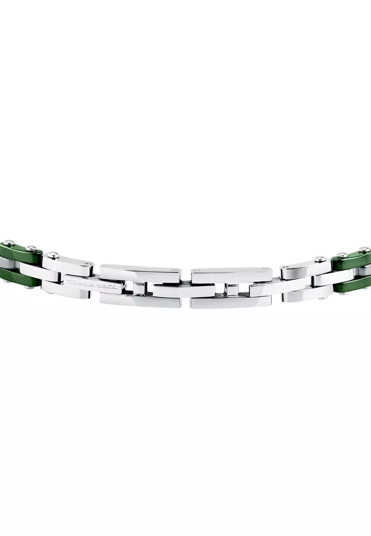 Maserati Jewels 180+35 mm Men's Green Bracelet, Stainless Steel, JM425ATZ66 (Adjustable)