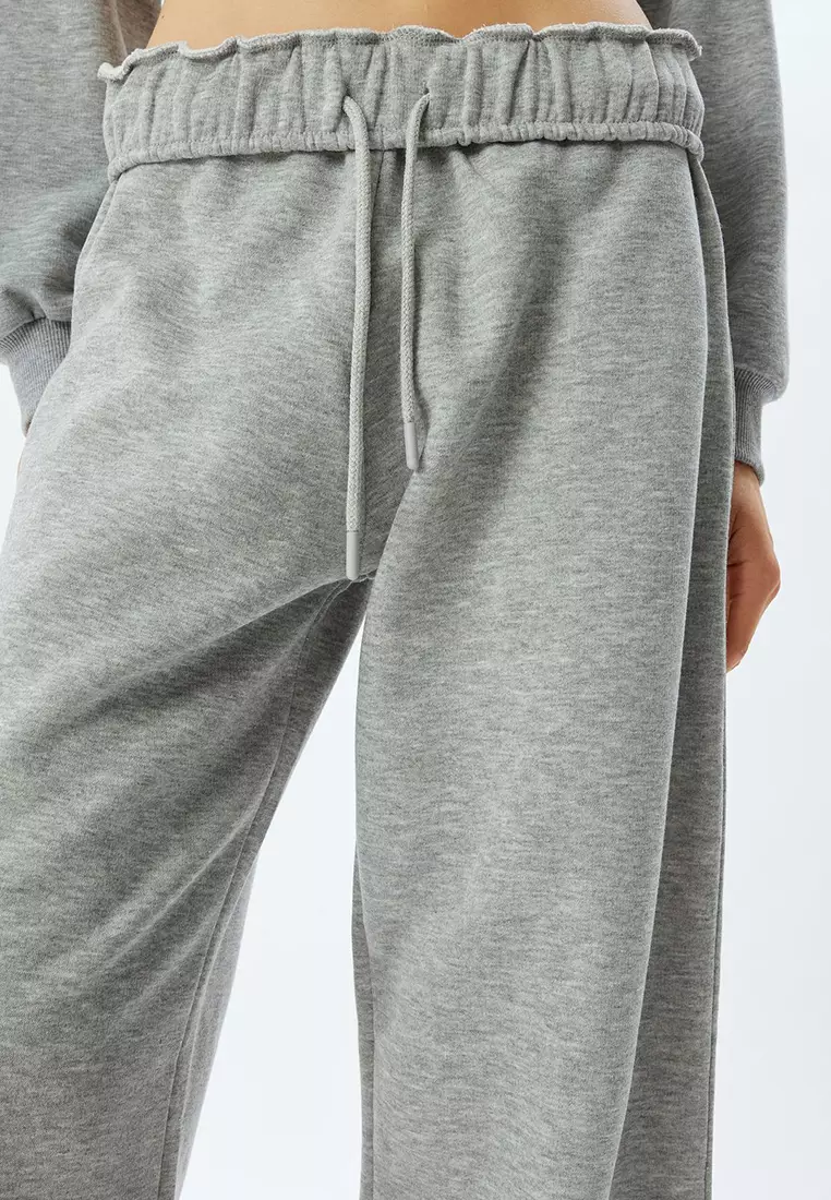 Wide Leg Sweatpants Oversize With Waist Tie And Pocket