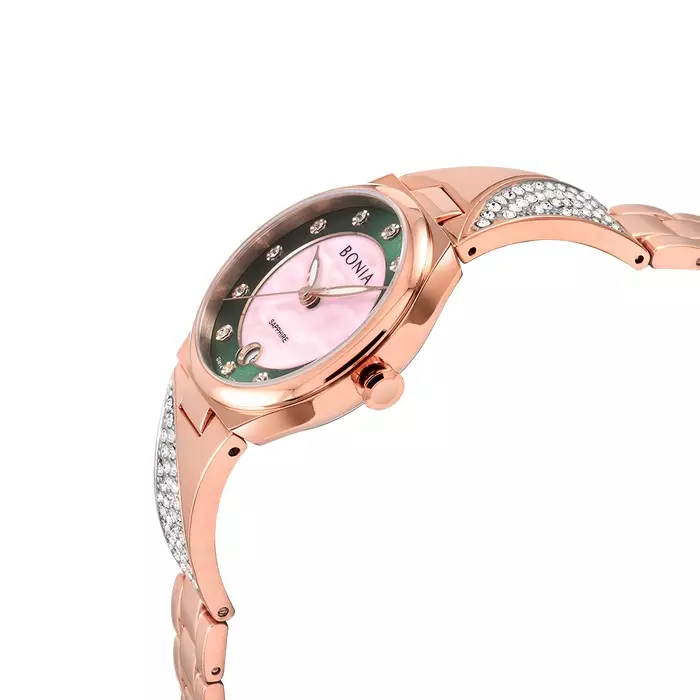 Jam Tangan Wanita Bonia Elegance Green Pink Dial Analog B10720-2597 Original