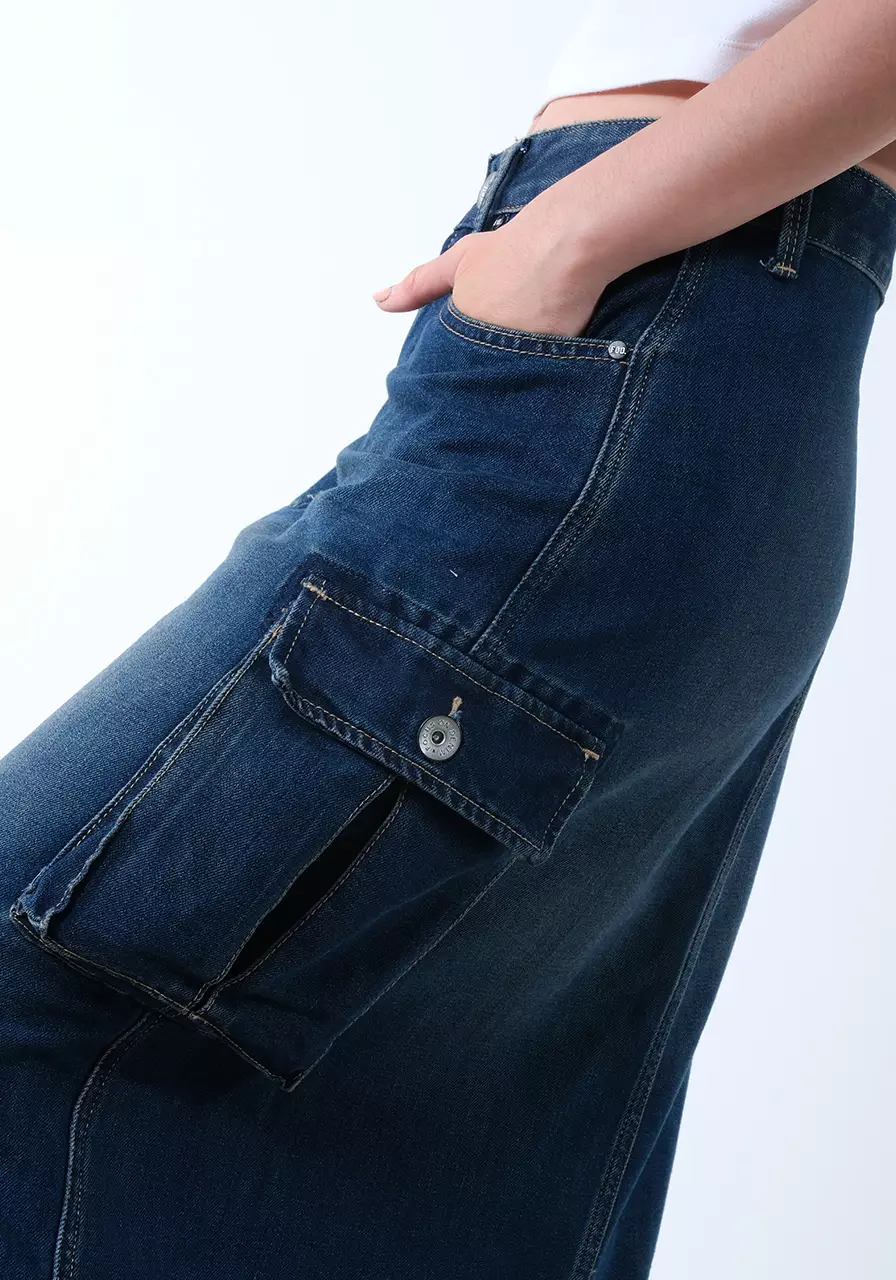 Rok Cargo Wanita Arlet Medium Blue