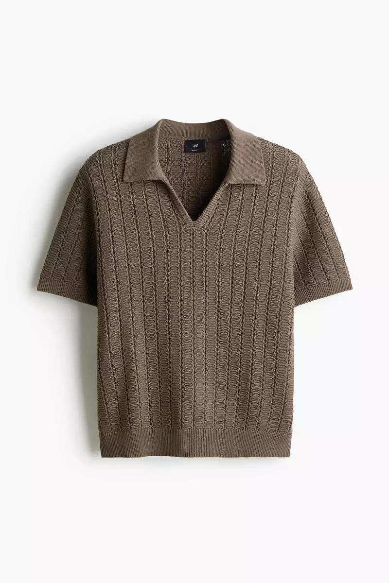 Regular Fit Textured-knit polo shirt