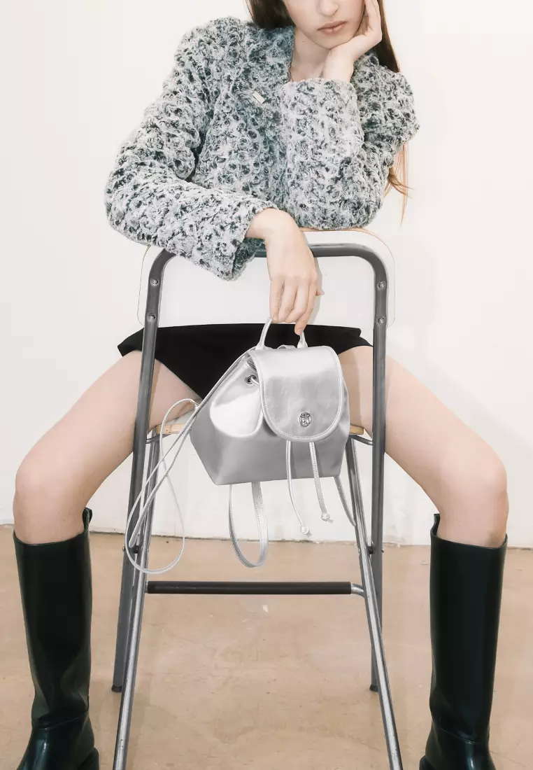 RENEE Vegan Leather Backpack Silver