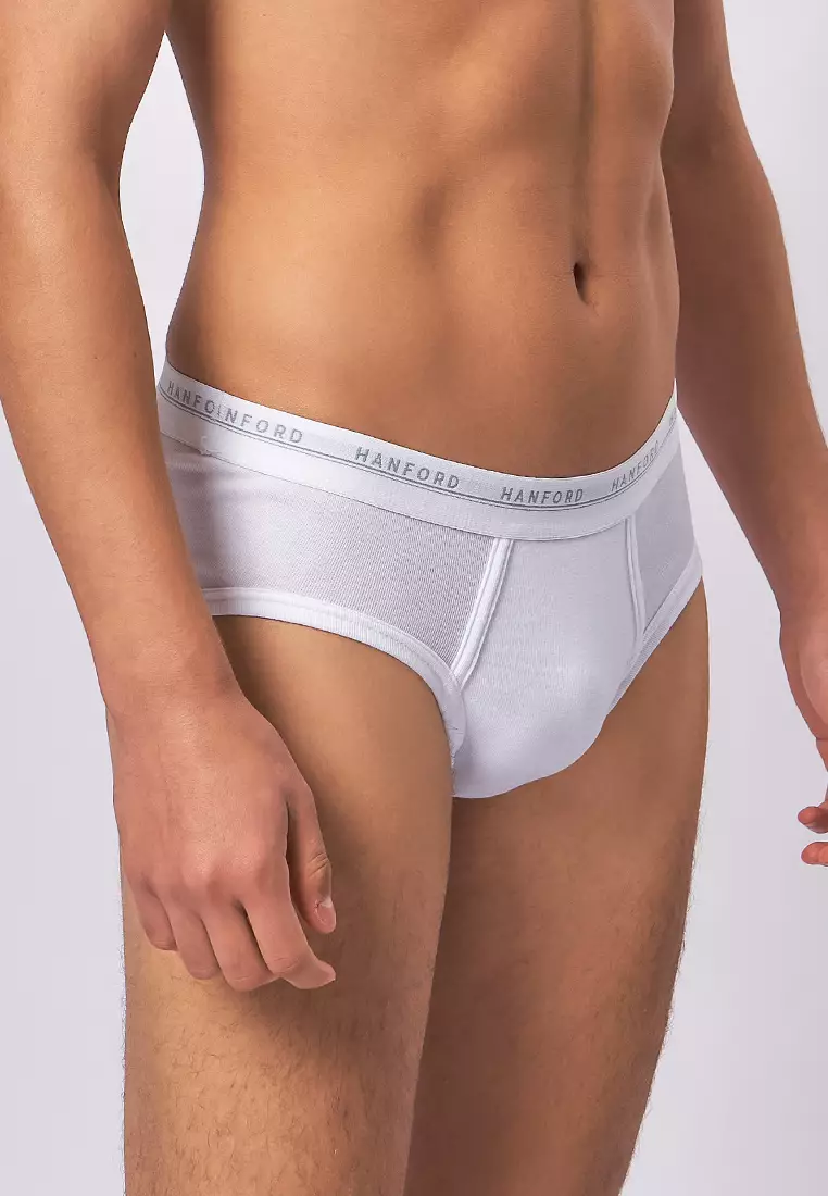 Premium Ribbed Cotton Hipster Men's Briefs - White (3in1 Pack)